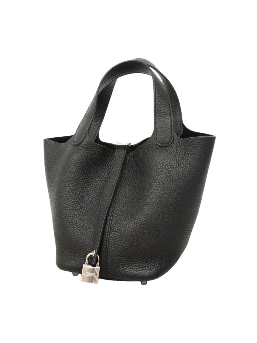 Hermes Handbag Picotin Lock PM Taurillon Clemence Black Silver